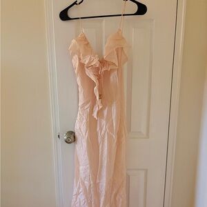 Zara Peach Ruffle Maxi Dress